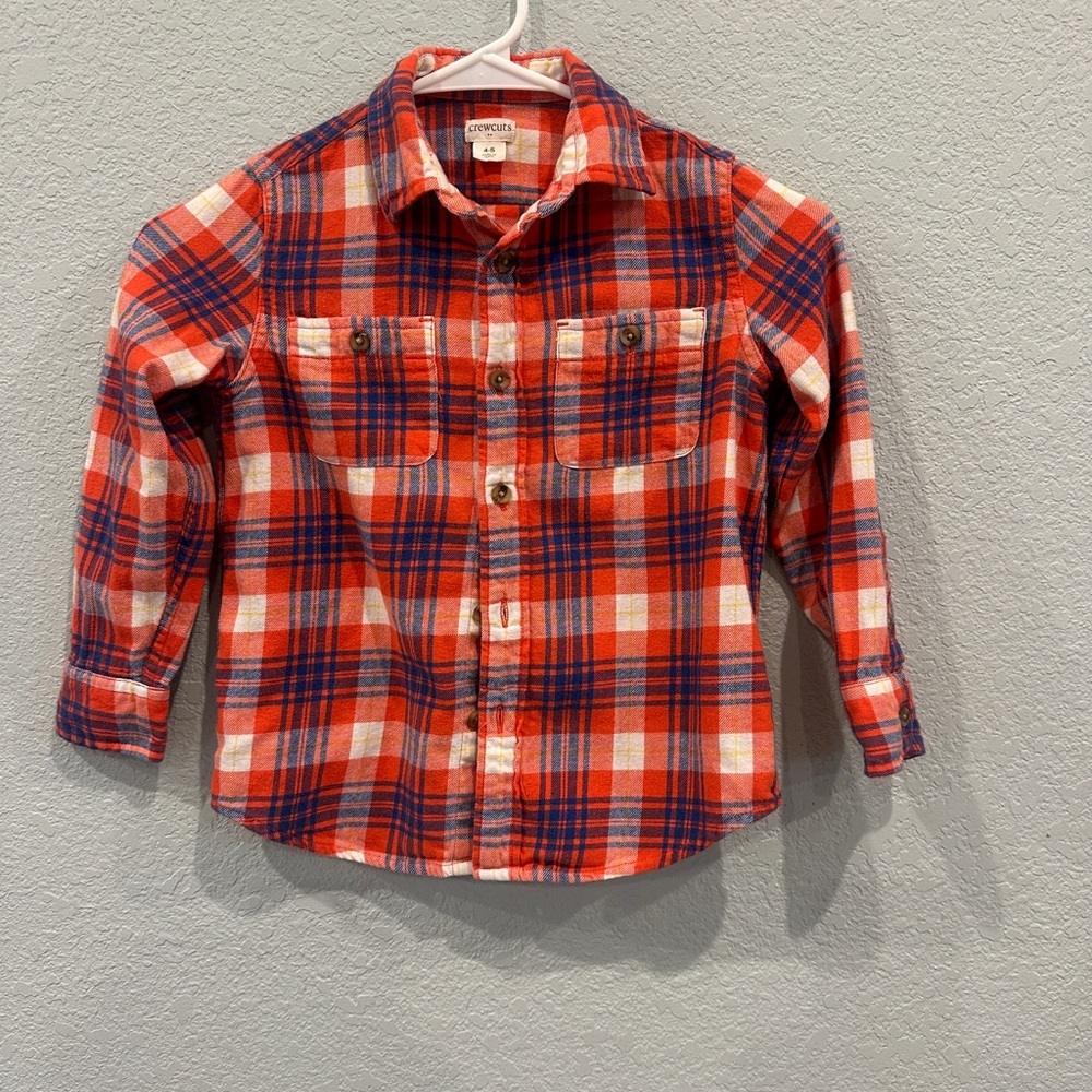 EUC Kids Boys Crewcuts Long Sleeve Shirt Plaid 4-5